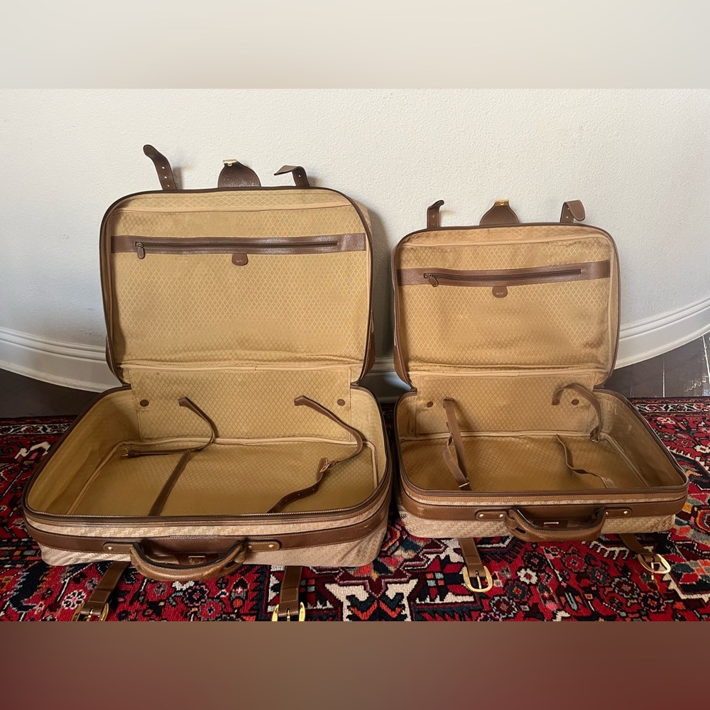 Vintage 1970’s Gucci Gg Monogram Suitcase Travel Luggages, Set of 2 - Picture 10 of 16